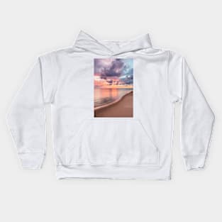 Beautiful vivid sunset at paradise beach Kids Hoodie